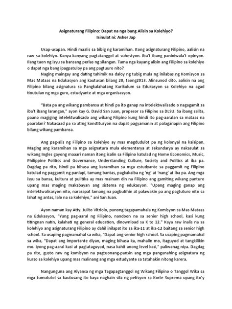 halimbawa ng tekstong argumentatibo pdf